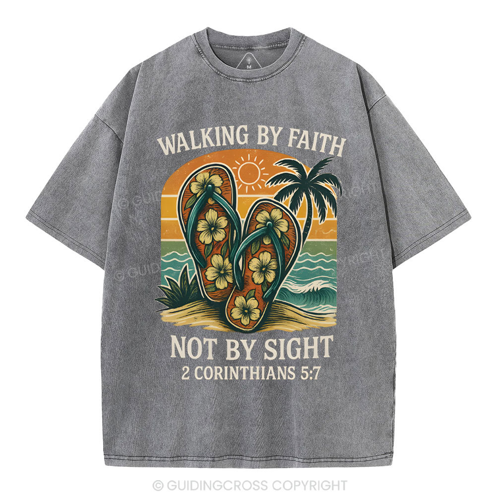 Walking By Faith Christian Washed T-Shirt