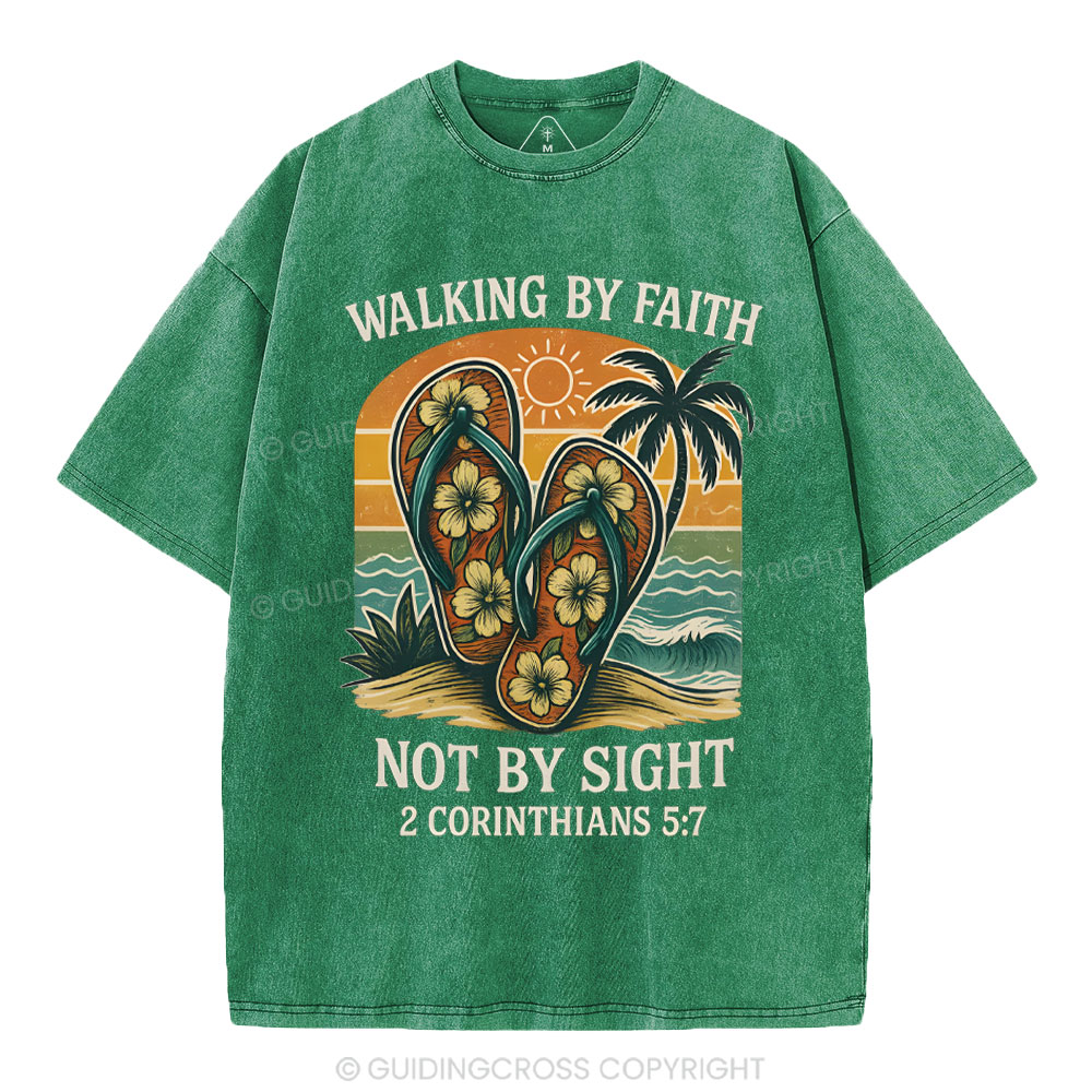 Walking By Faith Christian Washed T-Shirt