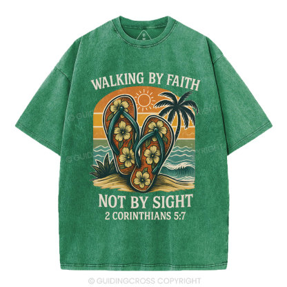 Walking By Faith Christian Washed T-Shirt