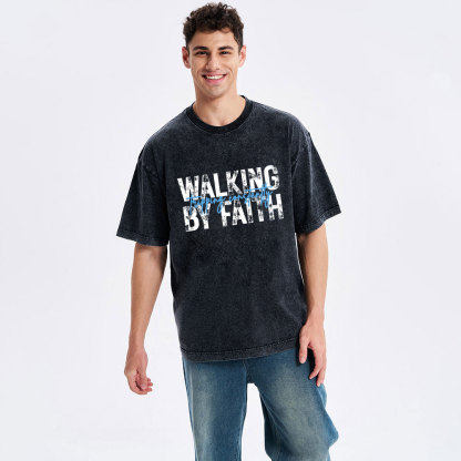 Walking By Faith Tripping Constantly Christian Washed T-Shirt