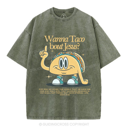Wama Taco BOUT jesus Chrsitian Washed T-Shirt