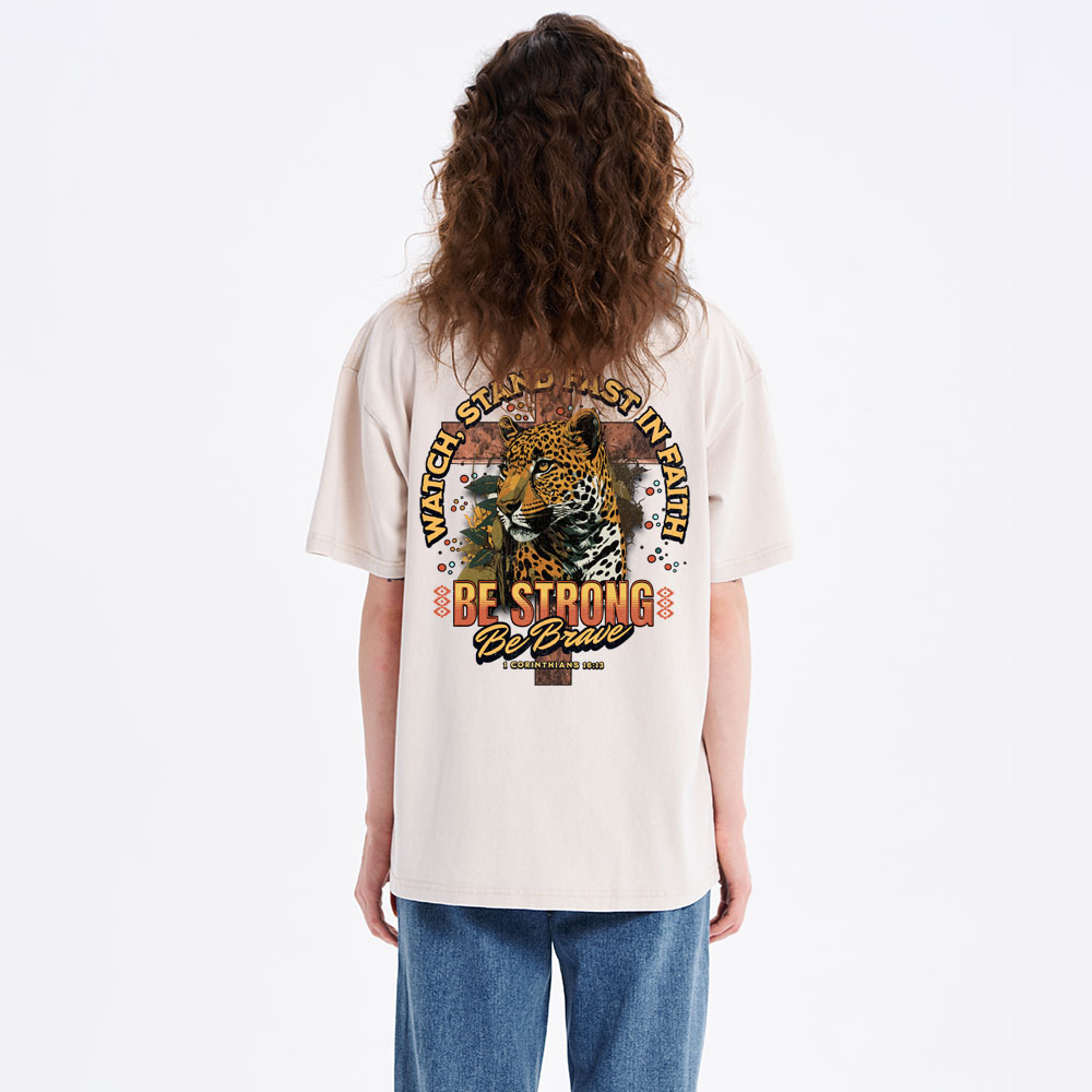 Watch,Stand Fast In Faith Christian Washed T-Shirt