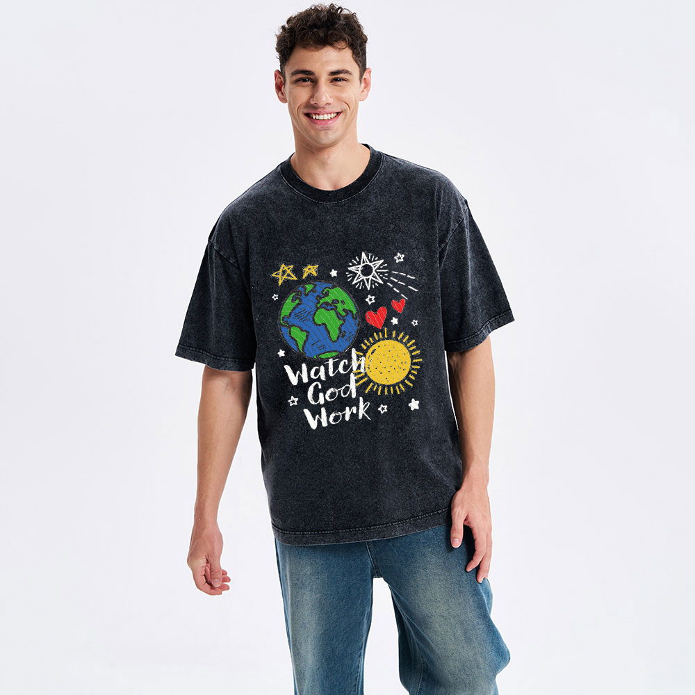 Watch God Work Christian Washed T-Shirt