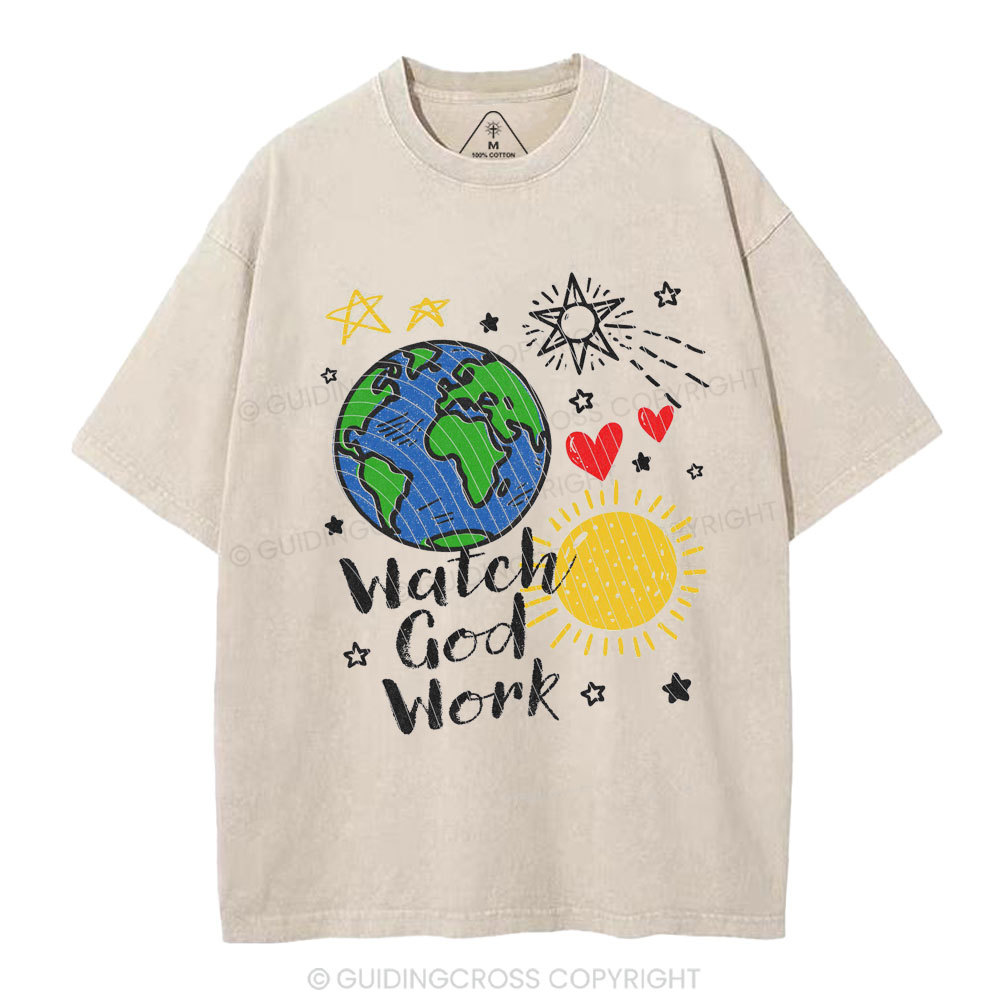 Watch God Work Christian Washed T-Shirt