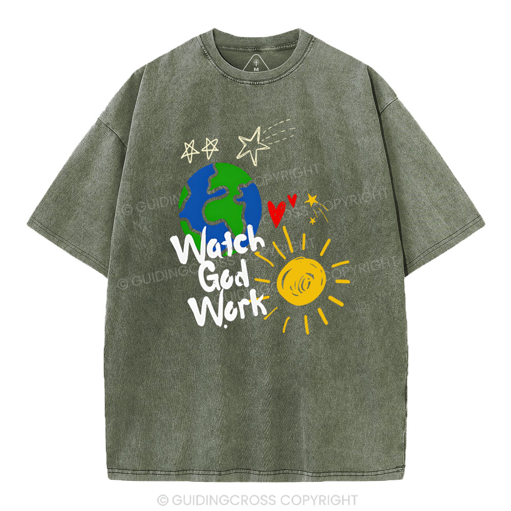 Watch God Work Christian Washed T-Shirt