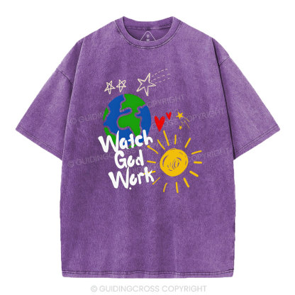 Watch God Work Christian Washed T-Shirt