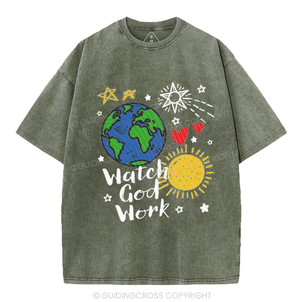 Watch God Work Christian Washed T-Shirt