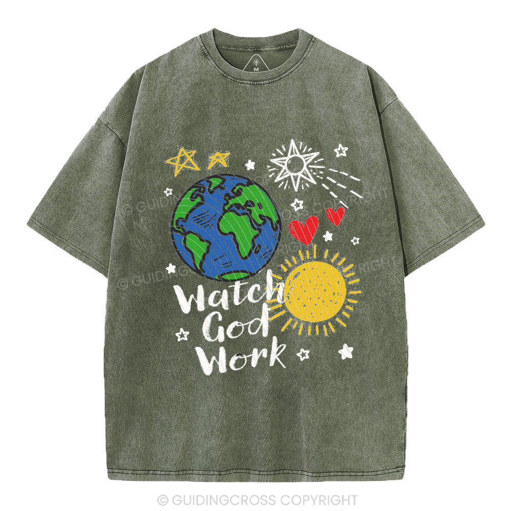 Watch God Work Christian Washed T-Shirt