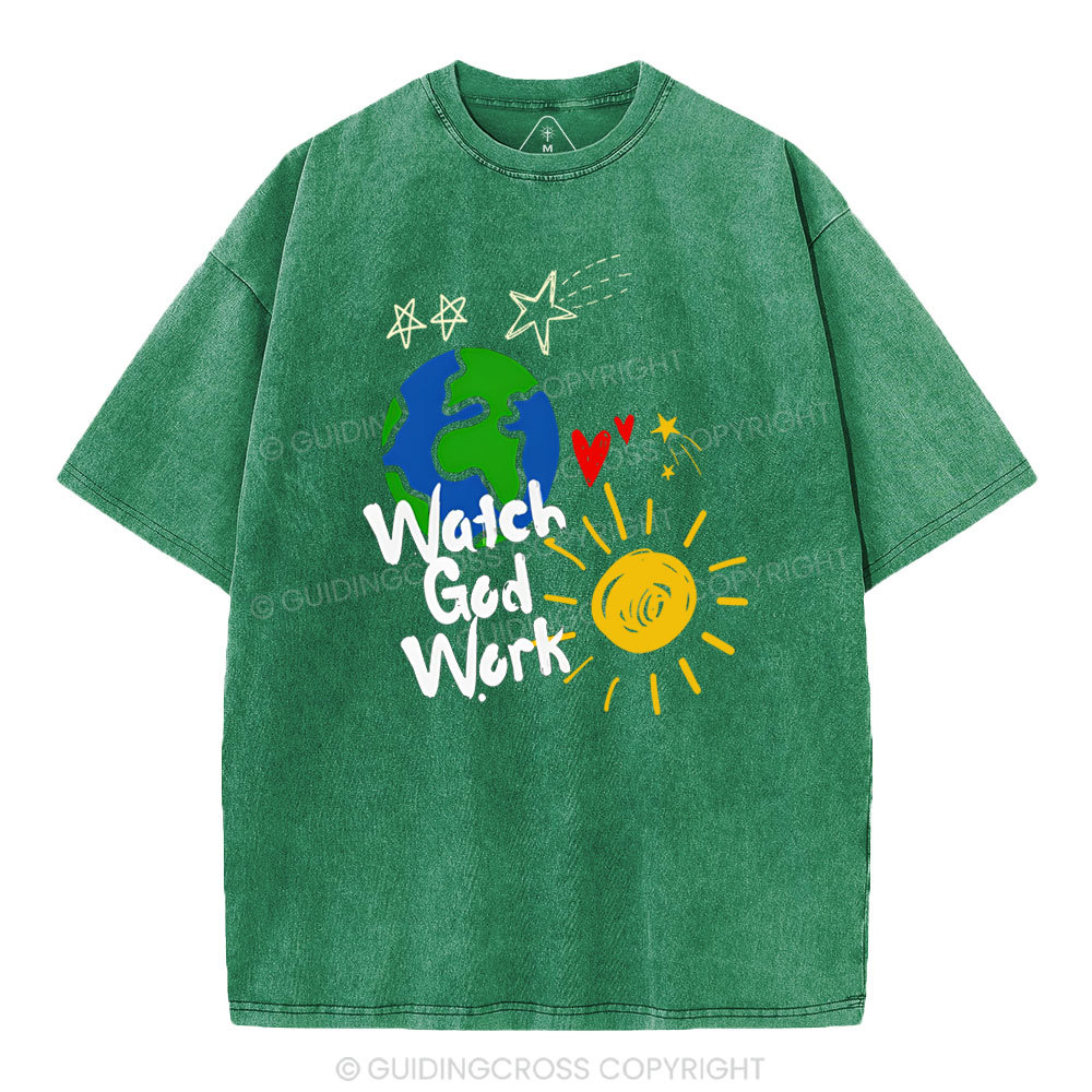 Watch God Work Christian Washed T-Shirt