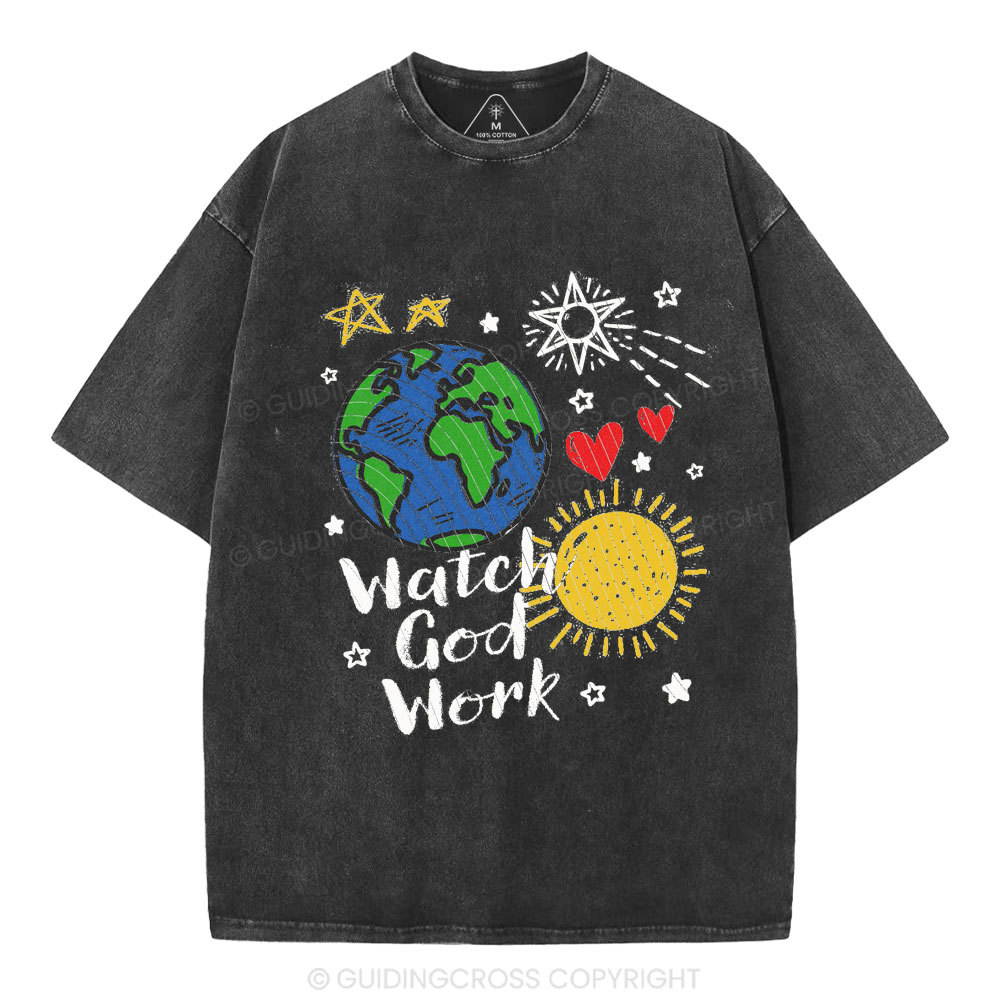 Watch God Work Christian Washed T-Shirt