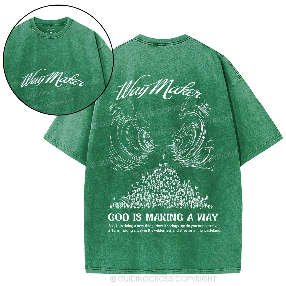Way Maker Moses Parting Red Sea Christian Washed T-Shirt