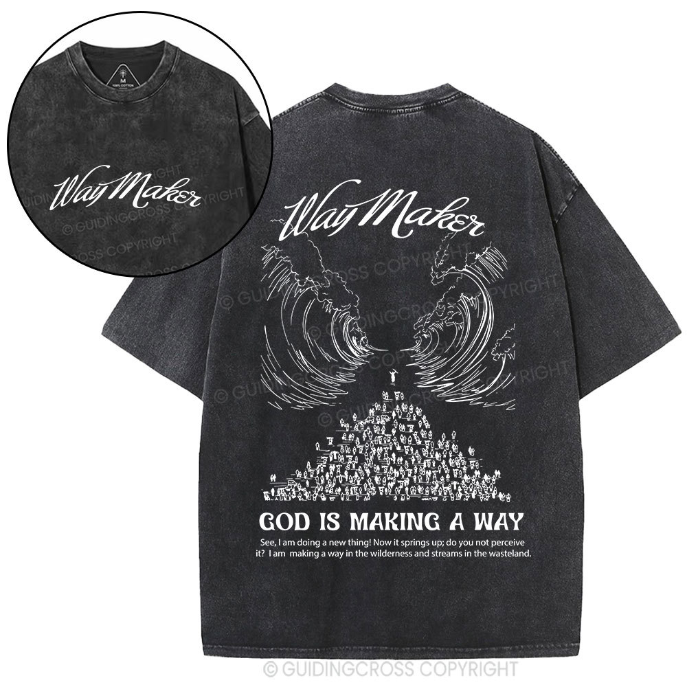 Way Maker Moses Parting Red Sea Christian Washed T-Shirt