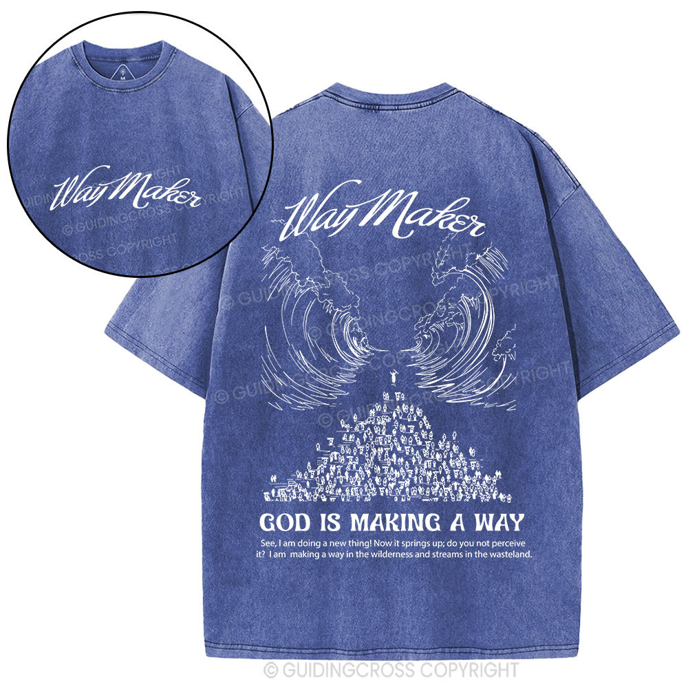Way Maker Moses Parting Red Sea Christian Washed T-Shirt