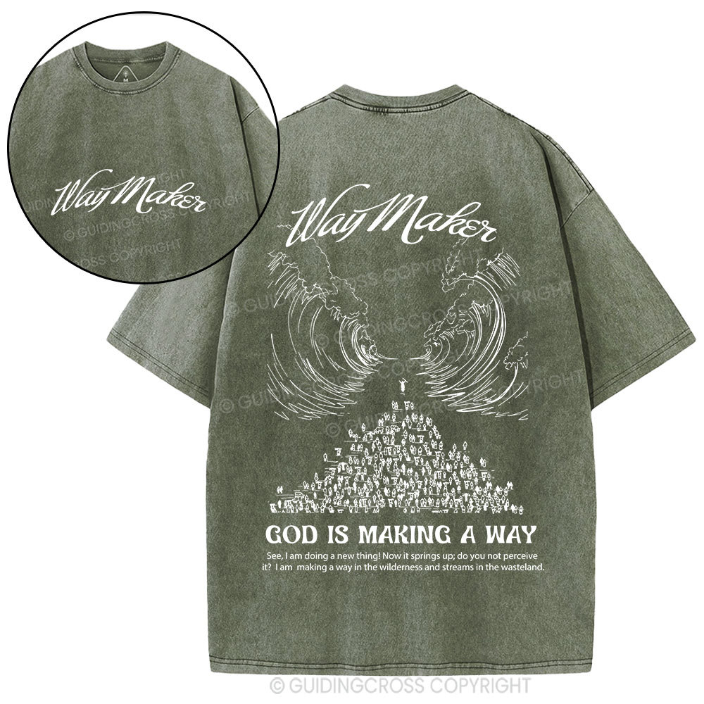 Way Maker Moses Parting Red Sea Christian Washed T-Shirt