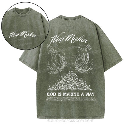 Way Maker Moses Parting Red Sea Christian Washed T-Shirt