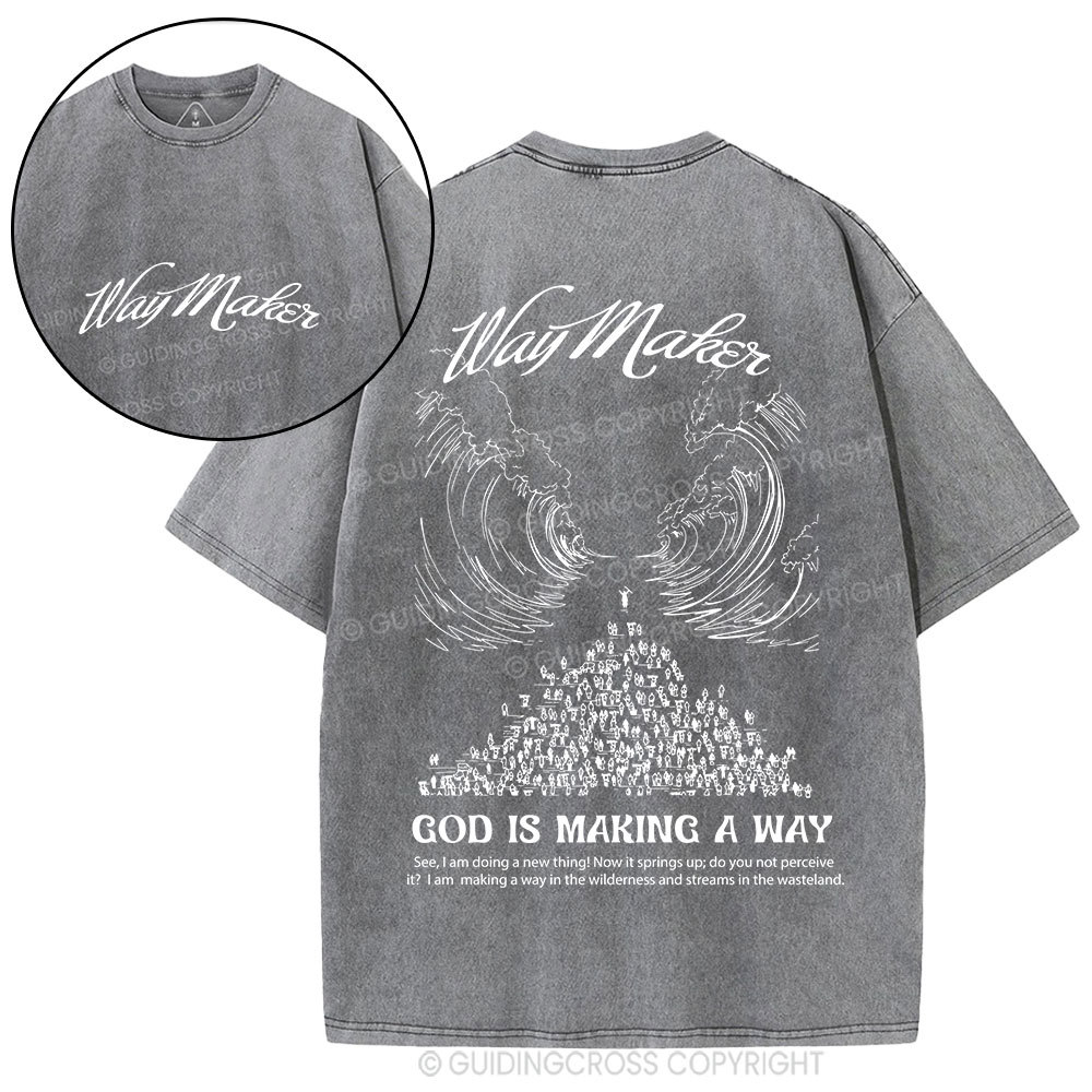 Way Maker Moses Parting Red Sea Christian Washed T-Shirt