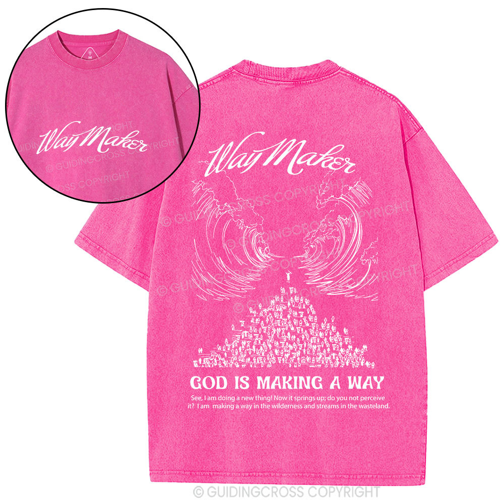 Way Maker Moses Parting Red Sea Christian Washed T-Shirt
