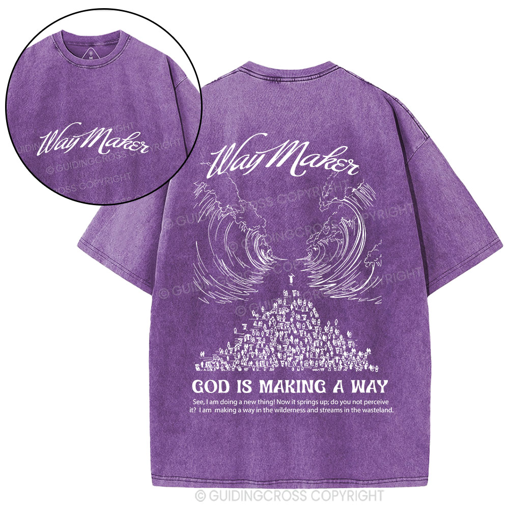 Way Maker Moses Parting Red Sea Christian Washed T-Shirt