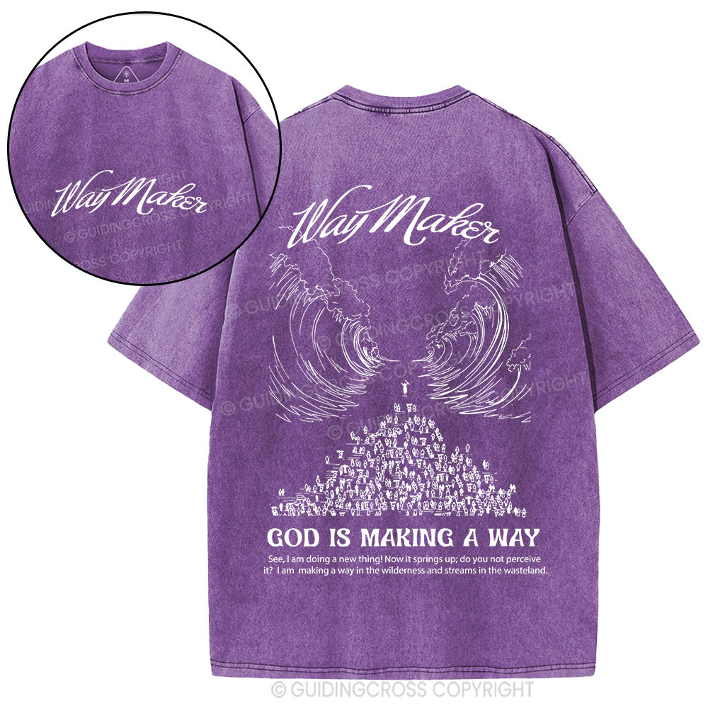 Way Maker Moses Parting Red Sea Christian Washed T-Shirt