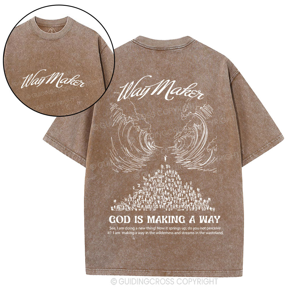 Way Maker Moses Parting Red Sea Christian Washed T-Shirt