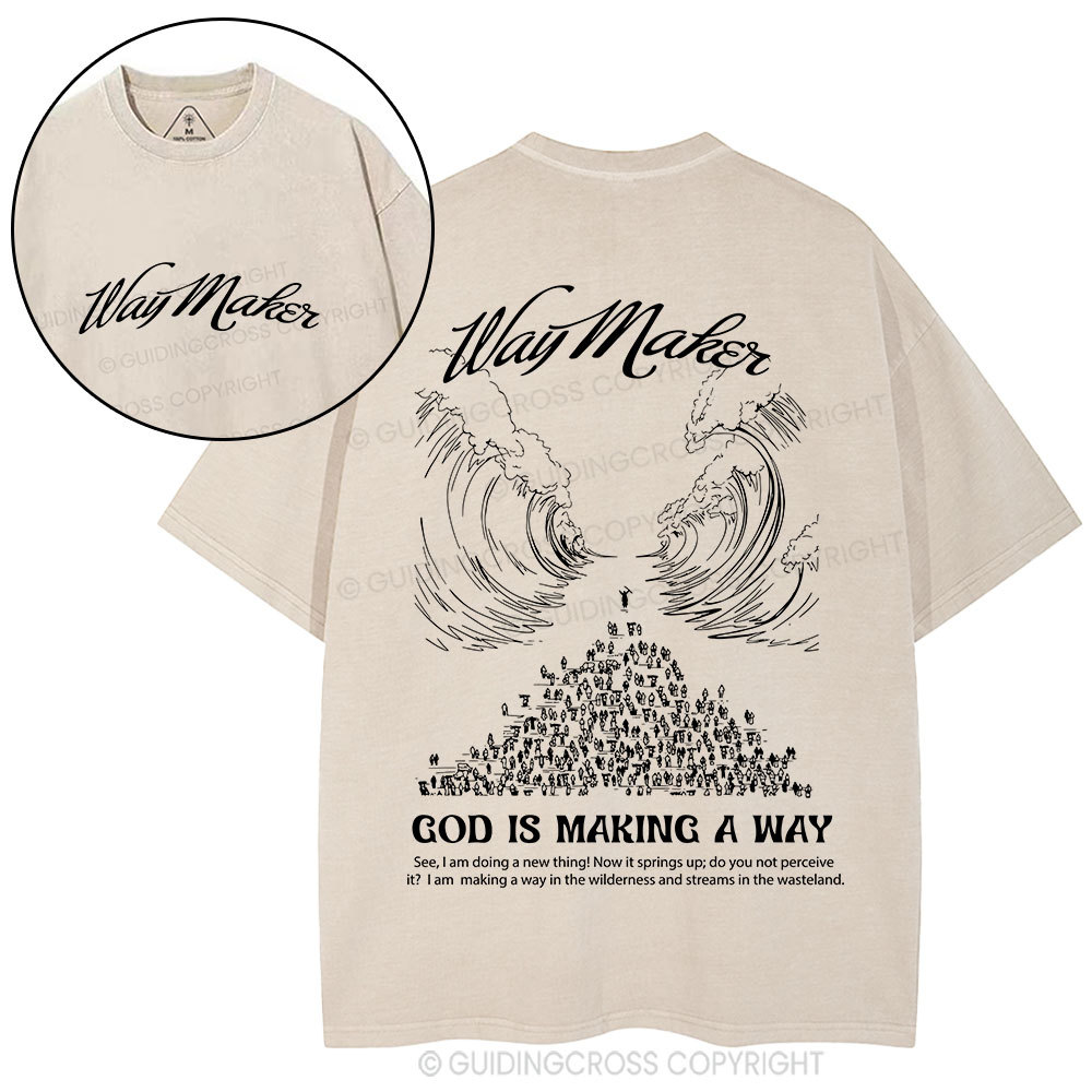 Way Maker Moses Parting Red Sea Christian Washed T-Shirt
