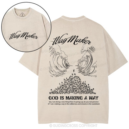 Way Maker Moses Parting Red Sea Christian Washed T-Shirt
