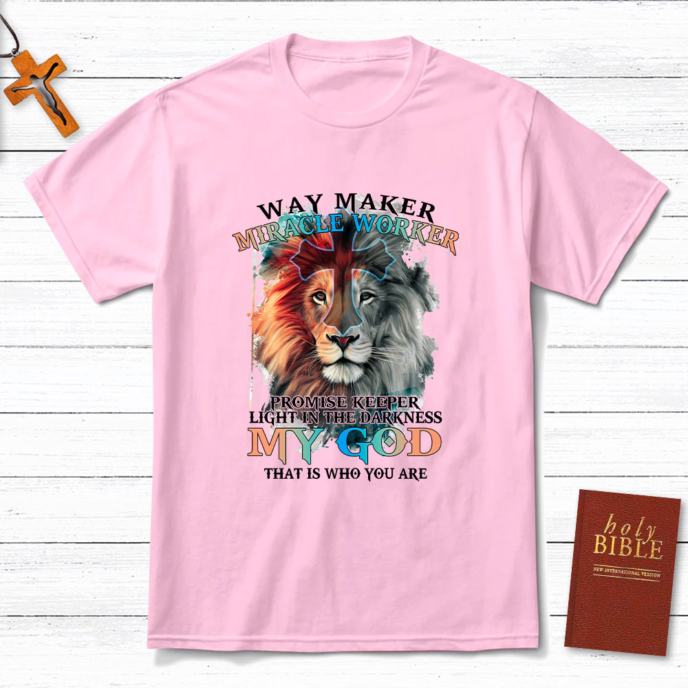 Way Maker Watercolor Lion Christian T-Shirt