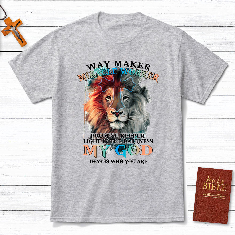 Way Maker Watercolor Lion Christian T-Shirt
