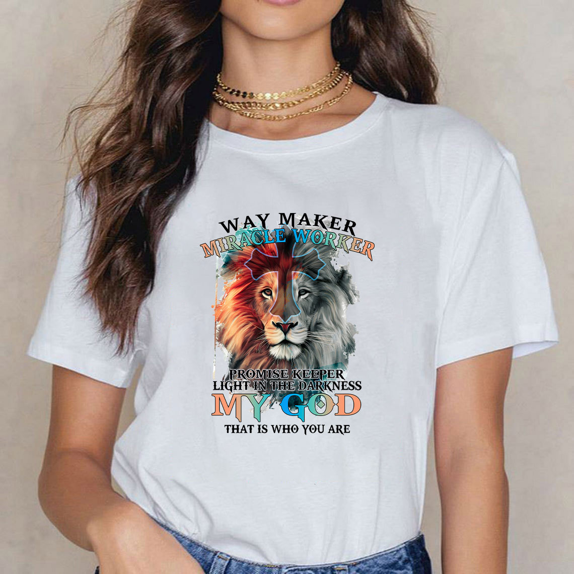 Way Maker Watercolor Lion Christian T-Shirt