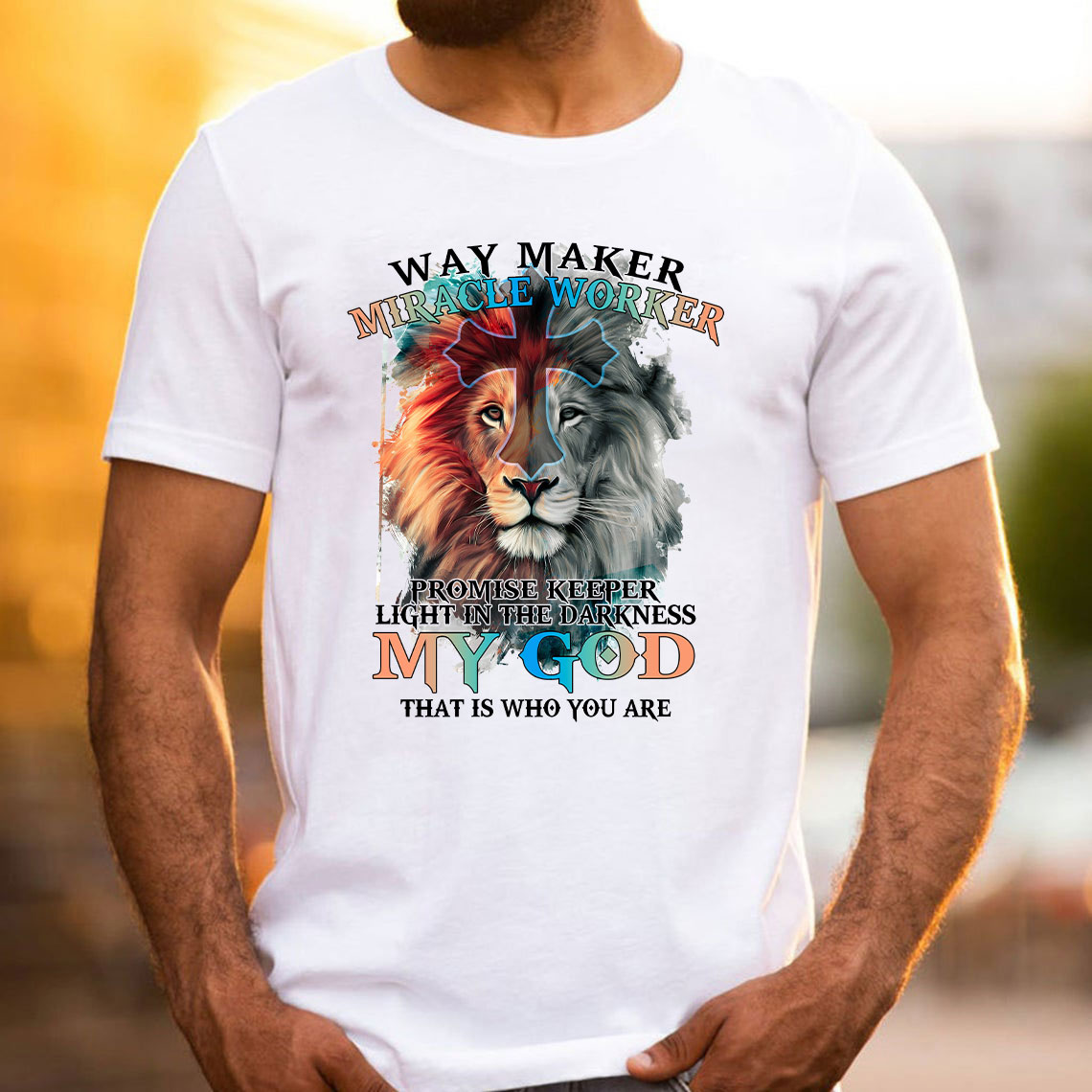 Way Maker Watercolor Lion Christian T-Shirt