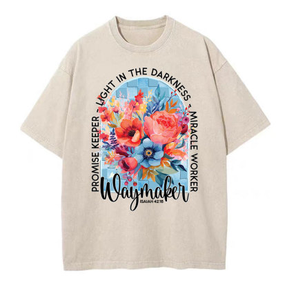 Waymaker Floral Christian Washed T-Shirt