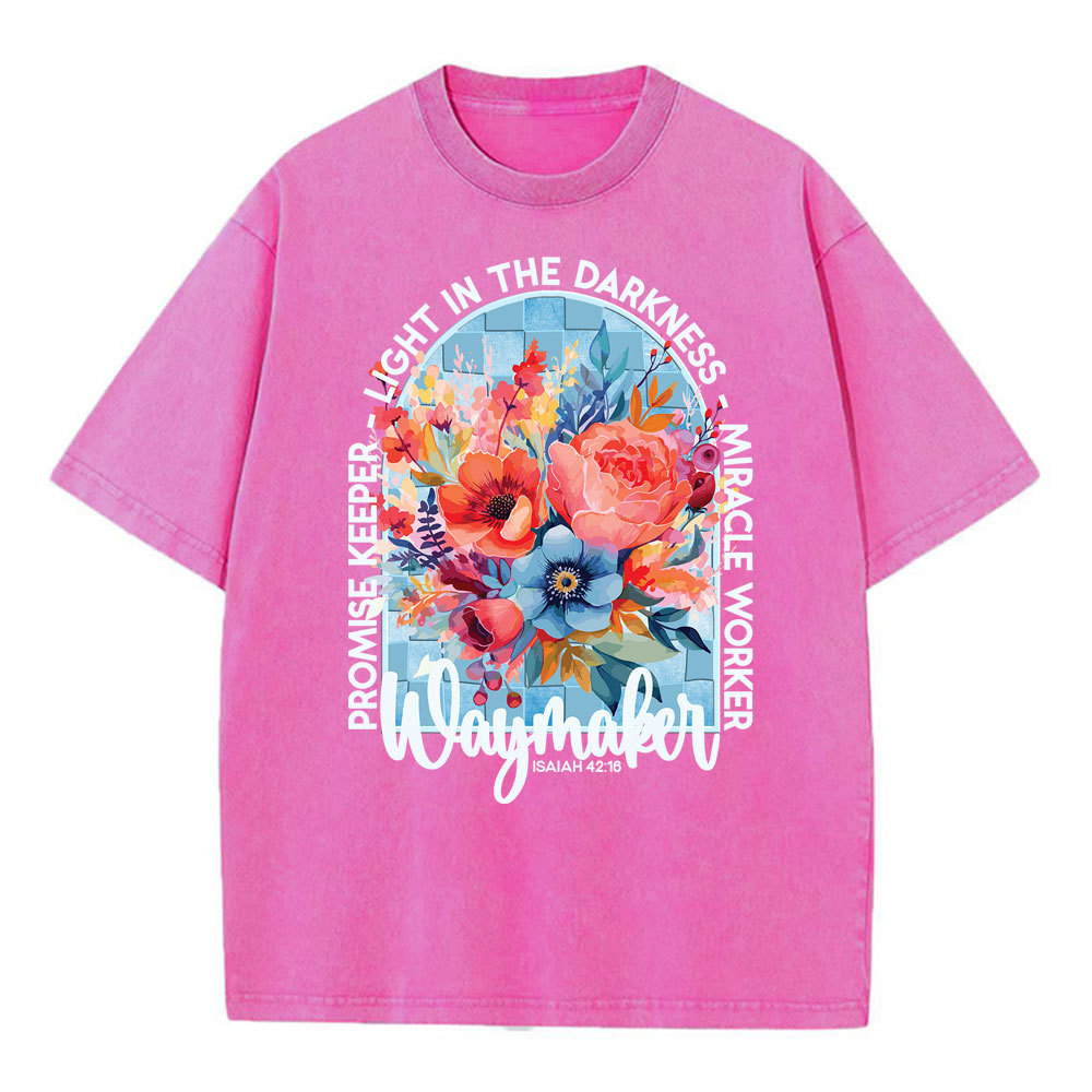 Waymaker Floral Christian Washed T-Shirt
