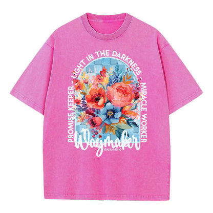Waymaker Floral Christian Washed T-Shirt