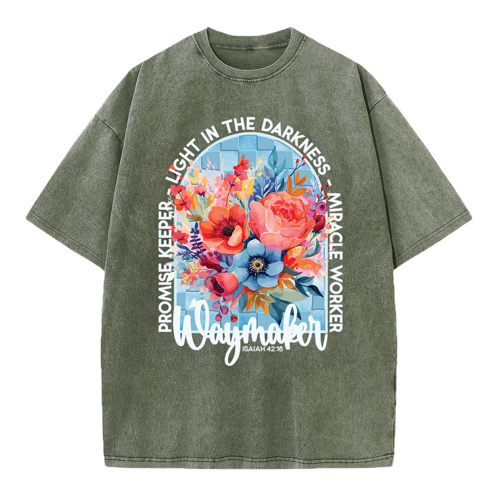 Waymaker Floral Christian Washed T-Shirt