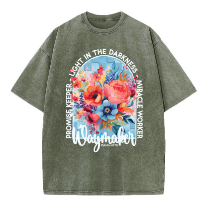 Waymaker Floral Christian Washed T-Shirt