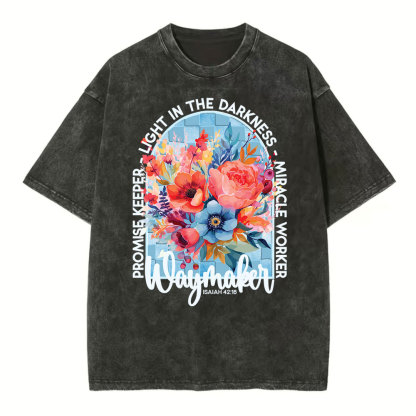 Waymaker Floral Christian Washed T-Shirt