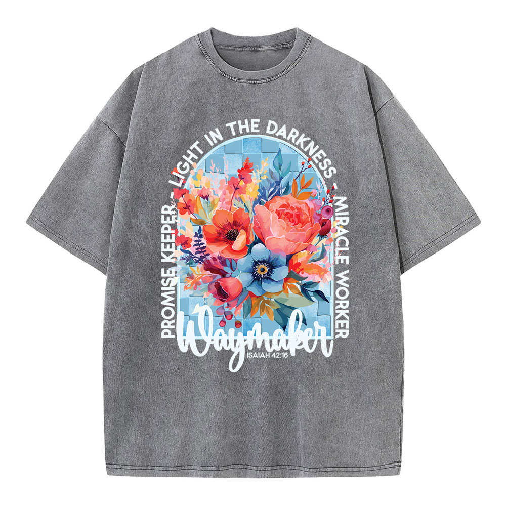 Waymaker Floral Christian Washed T-Shirt