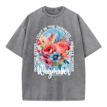 Waymaker Floral Christian Washed T-Shirt