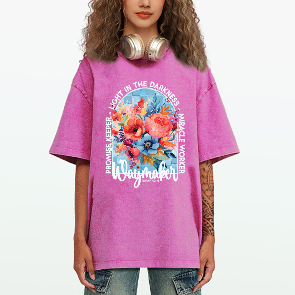 Waymaker Floral Christian Washed T-Shirt