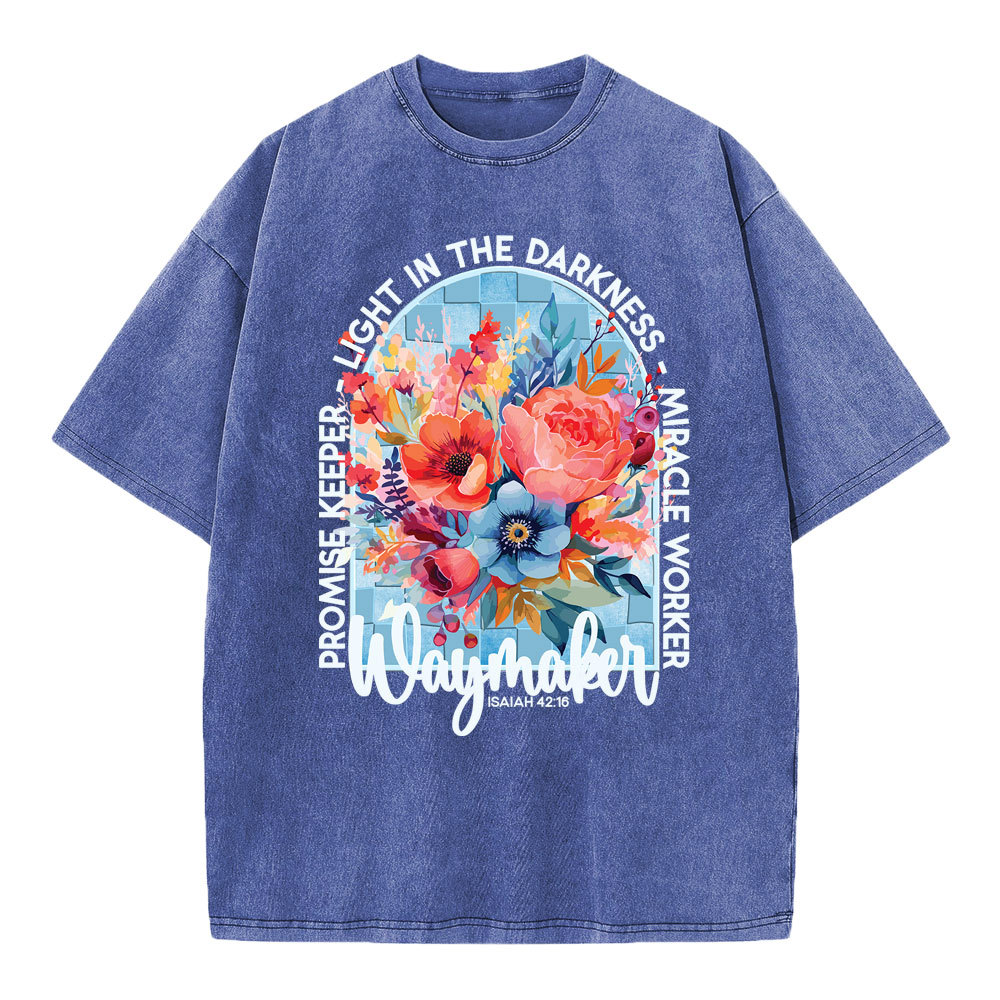 Waymaker Floral Christian Washed T-Shirt