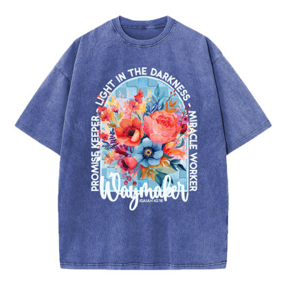 Waymaker Floral Christian Washed T-Shirt