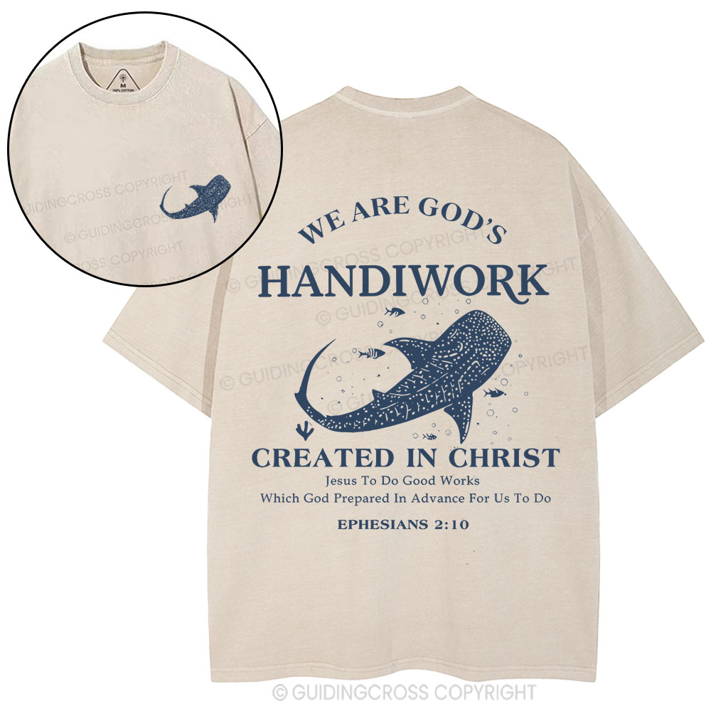 We Are God's Handiwork Created In Christ Christian Washed T-Shirt