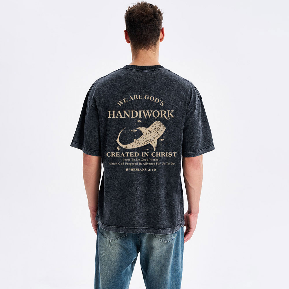 We Are God's Handiwork Created In Christ Christian Washed T-Shirt