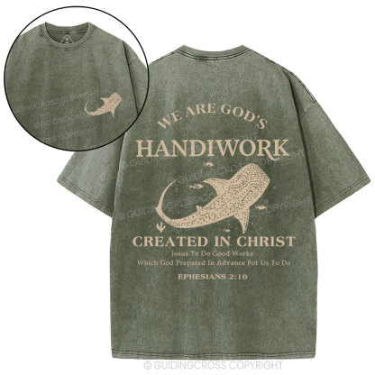 We Are God's Handiwork Created In Christ Christian Washed T-Shirt