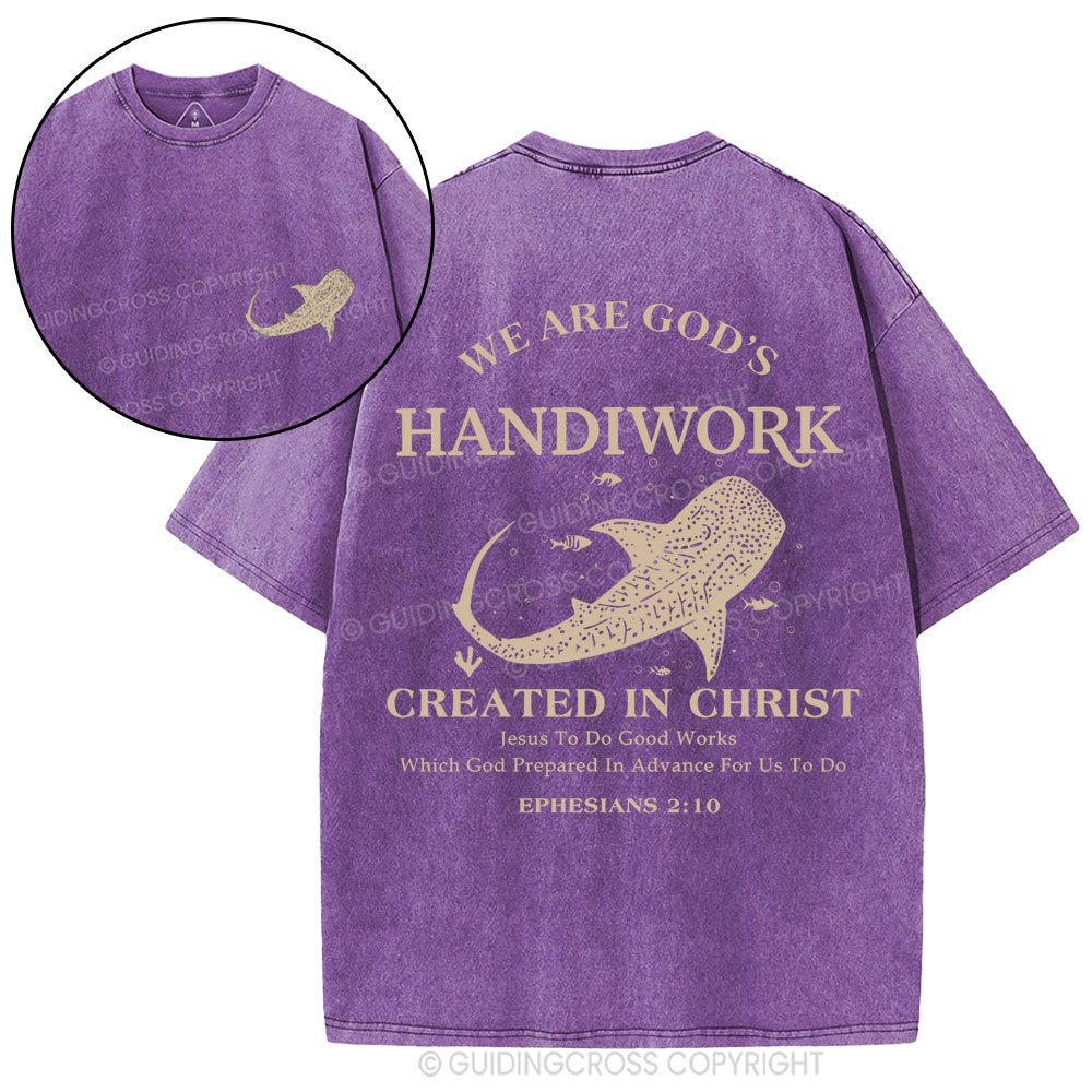 We Are God's Handiwork Created In Christ Christian Washed T-Shirt