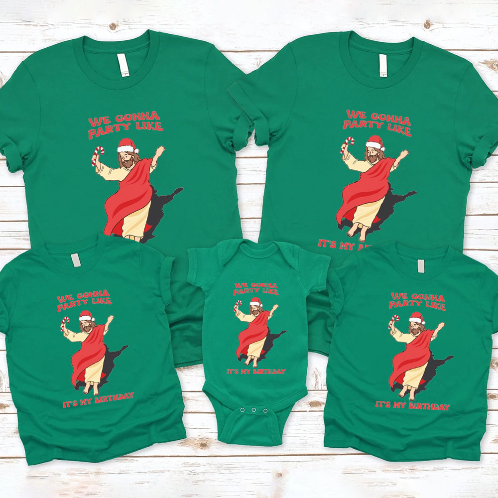 We Gonna Party Funny Jesus Christmas Family Matching Shirts