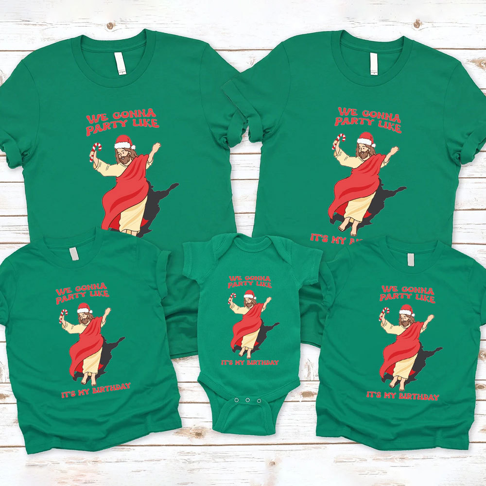 We Gonna Party Funny Jesus Christmas Family Matching Shirts