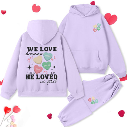 We Love Because He Loved Christian Premium Fleece Hoodie Set