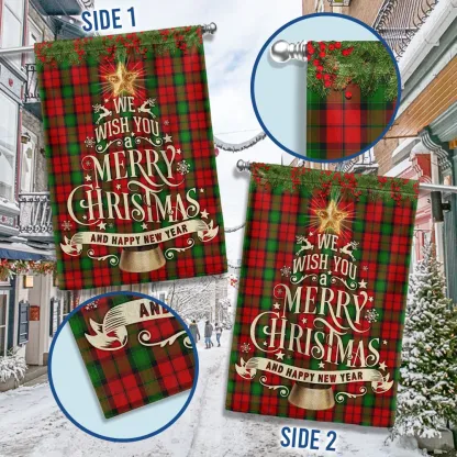 We Wish You A Merry Christmas and Happy New Year Christian Flag
