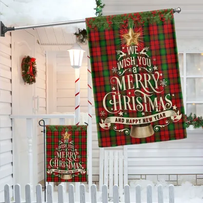 We Wish You A Merry Christmas and Happy New Year Christian Flag